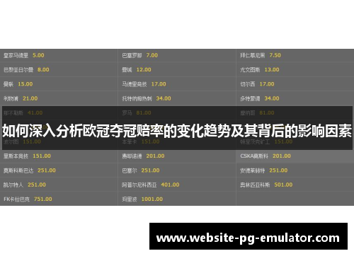 如何深入分析欧冠夺冠赔率的变化趋势及其背后的影响因素 如何深入分析欧冠夺冠赔率的变化趋势及其背后的影响因素