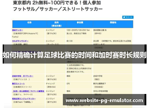 如何精确计算足球比赛的时间和加时赛时长规则